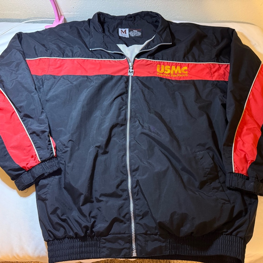 USMC Black & Red Men's Windbreaker Jacket